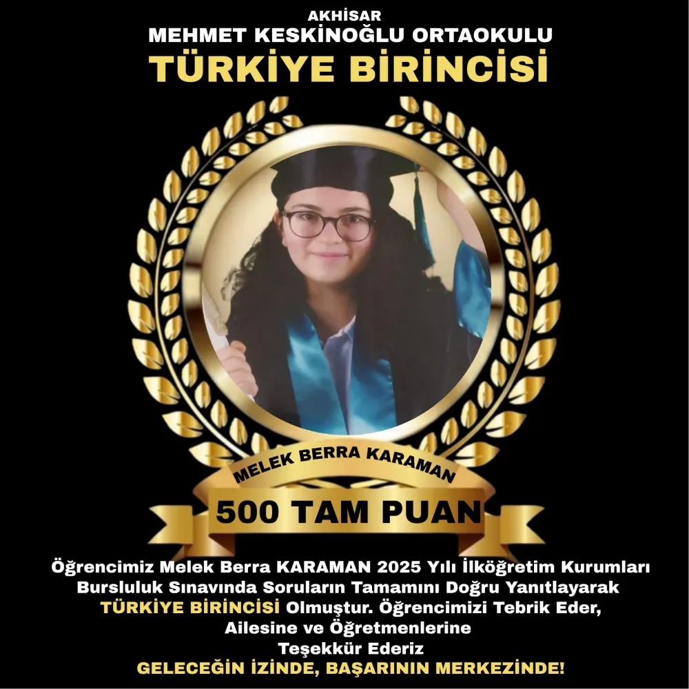 KESKİNOĞLU ORTAOKULU ÖĞRENCİSİNDEN TÜRKİYE BİRİNCİLİĞİ