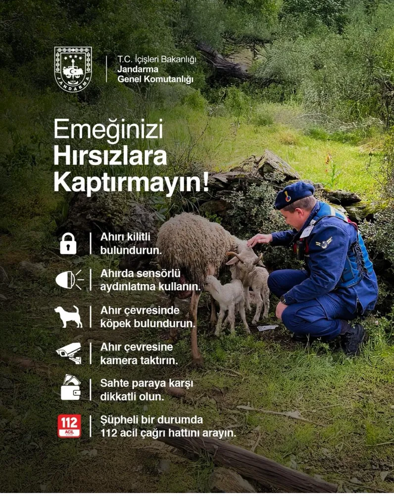 İLÇE JANDARMA KOMUTANLIĞI’NDAN HAYVAN HIRSIZLIKLARINA KARŞI UYARI