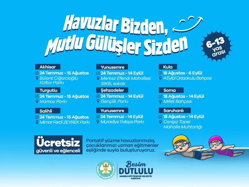 BÜYÜKŞEHİR’İN HAVUZLARI ÇOCUKLARLA BULUŞUYOR